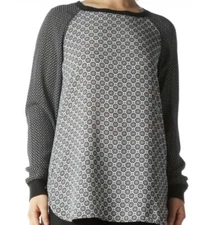 Loft Geometric Mixed Print Blouse Top Large 