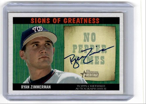2005 Bowman Heritage Signs of Greatness Ryan Zimmerman Auto Washington Nationals - Picture 1 of 2