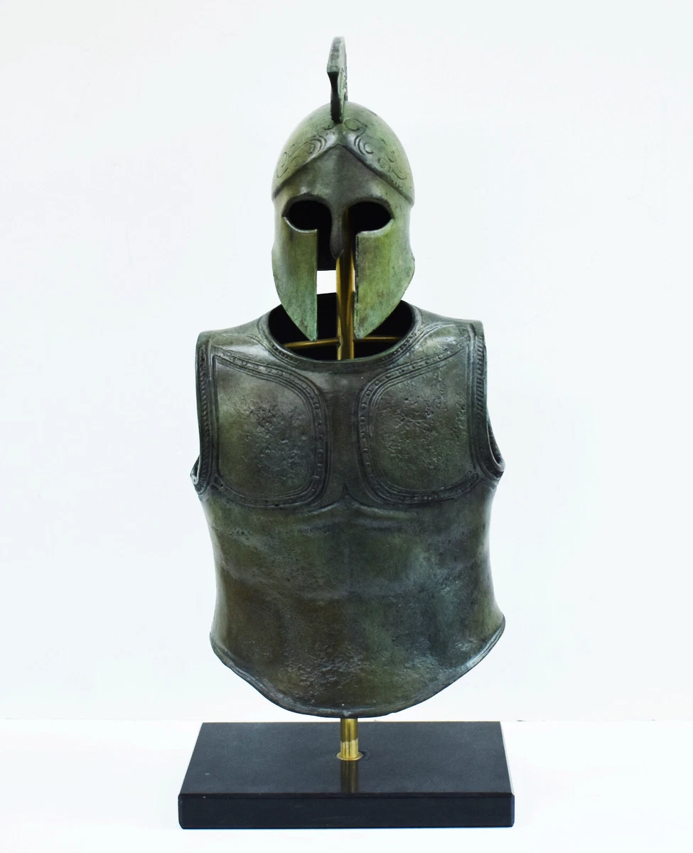 Greek Spartan Corinthian Armor Helmet Pure Bronze set - Hoplite soldier  infantry