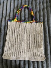 Beautiful Cream Color Handmade crochet bag 12  x 12  