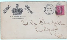Hotel Royal New Orleans Louisiana 1896 Fancy Cancel Postal Cover ~703AM