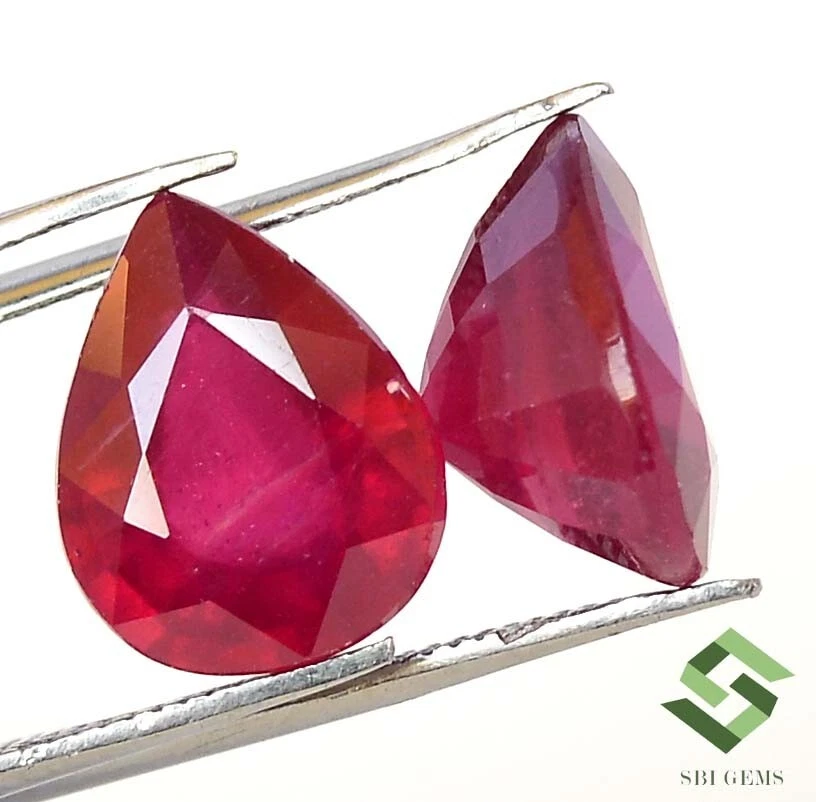 11x9 mm Natural Ruby Pear Pair 9.05 Cts Calibrated Loose Gemstones GF - Image 3 of 4