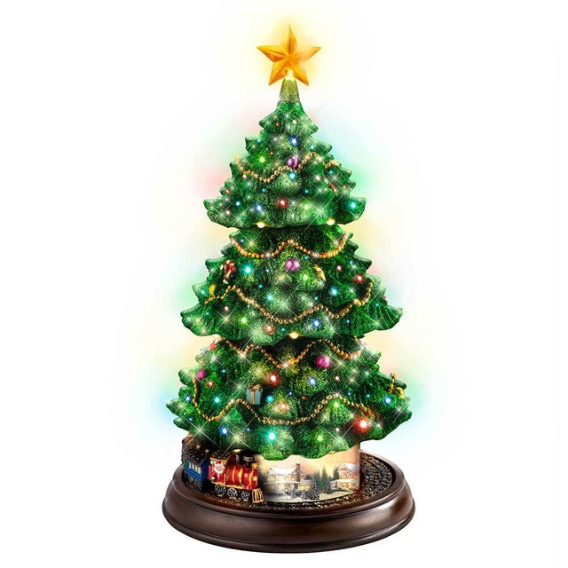 Holidays in Motion Christmas Tree Thomas Kinkade Table Top Lights up