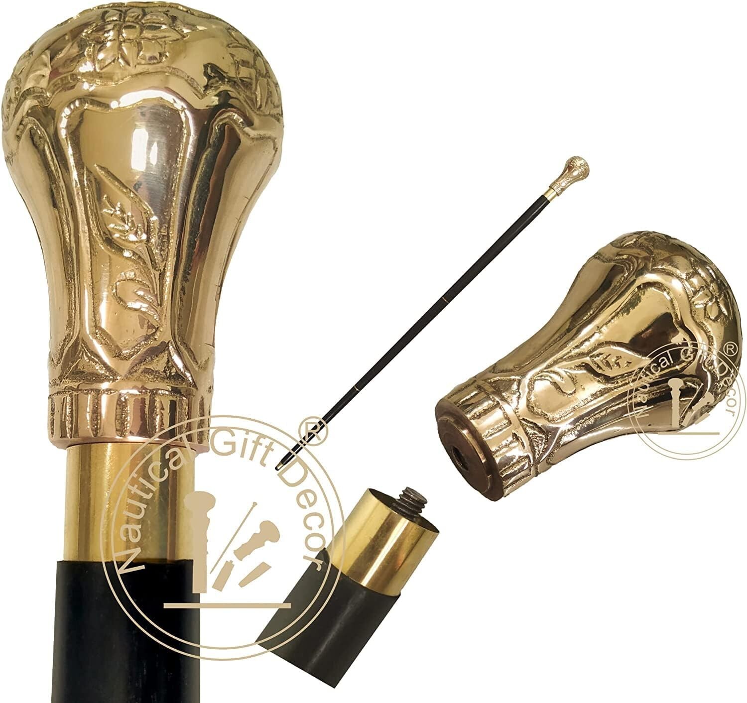 Solid Engraved Knob Head Handle Victorian Handmad… - image 7