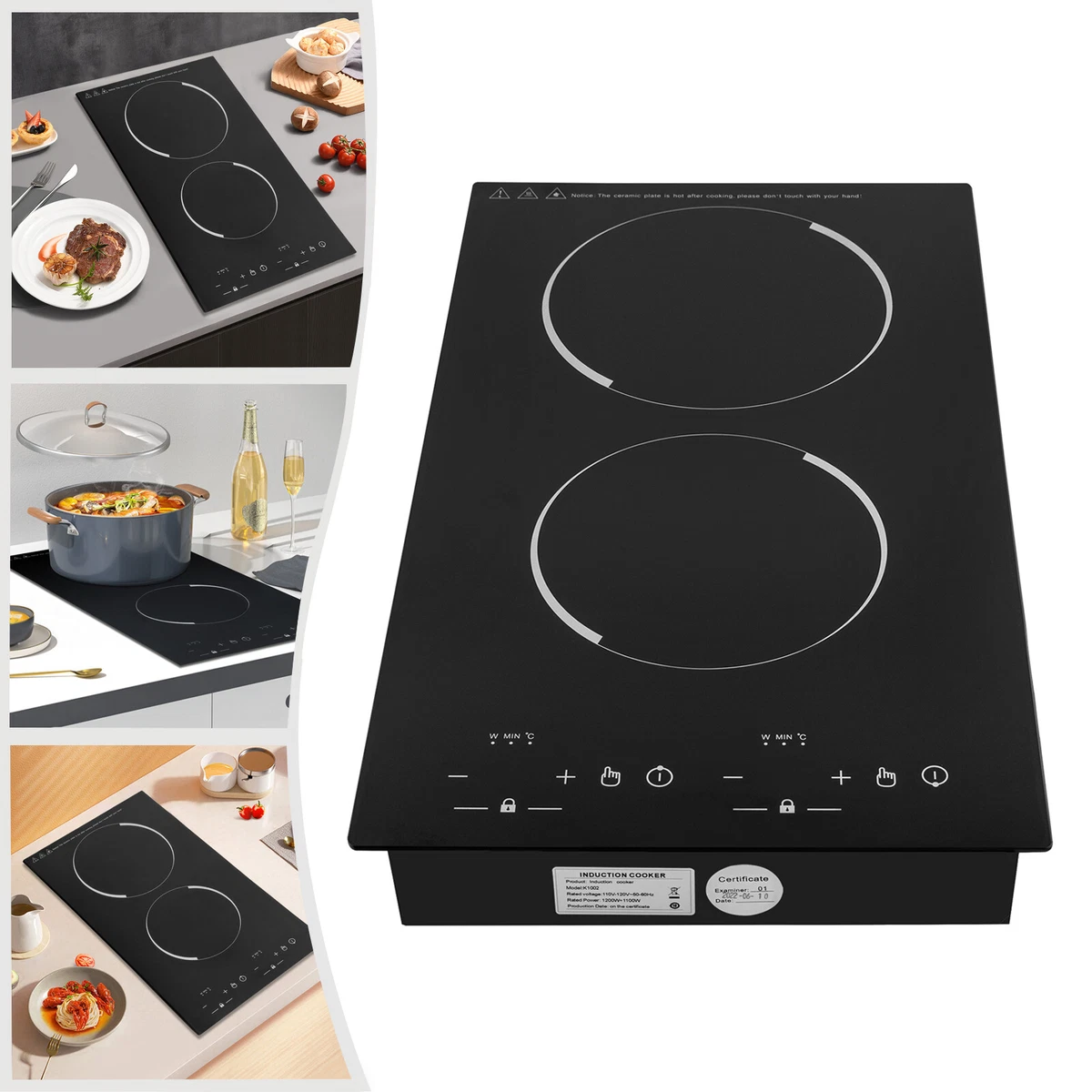 Induction Cooktop Electric Cooktop 2 Burner 110V Electric Stovetop Touch  Control