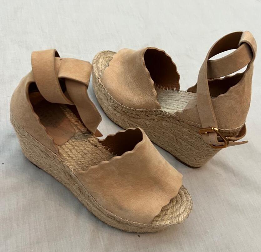 CHLOE Reef Shell Espadrilles shoes open toe ankle strap wedge