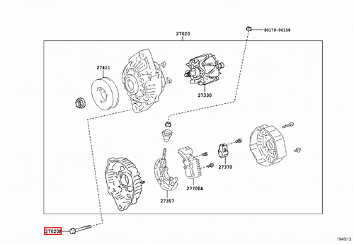 Genuine Toyota Spacio NZE121 Alternator Pivot Bolt - Picture 6 of 17