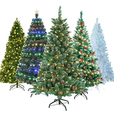 4/5/6/7FT Artificial Holiday Christmas Tree with LED Lights/Pre-Lit/Snowy Decor