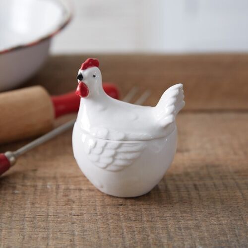 Ceramic Rooster Collection Small Hen Container - Rubber Stoppers