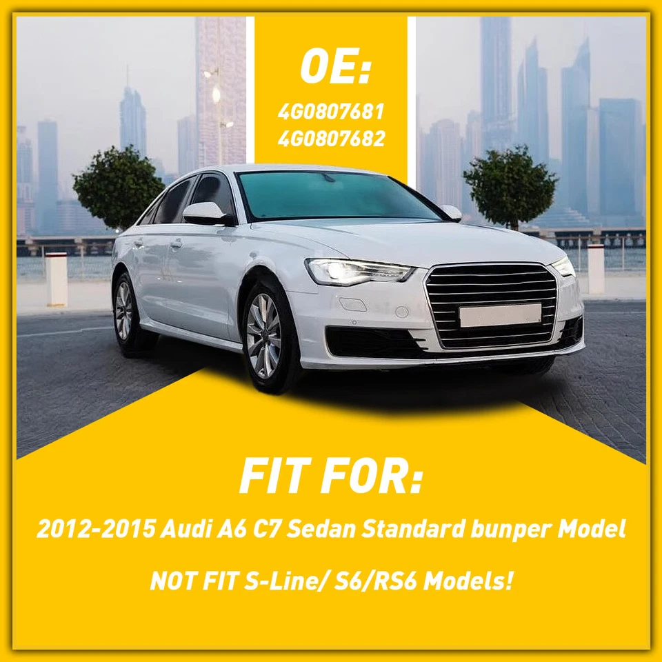 Par de faros antiniebla negros para parachoques delantero para Audi A6 C7 2012-15 cubierta parrilla Foto 4 de 4