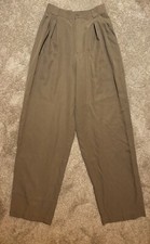 Vintage Go Silk Women  s Trousers -Size 6 - Taupe - Cotton/Silk Blend