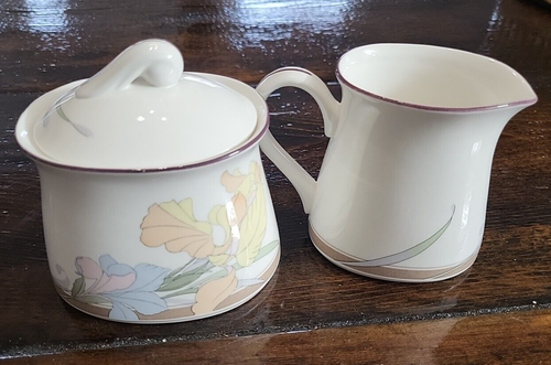 Noritake China Nueva Década “CAFÉ DU SOIR” (9091) Juego de Crema y Azúcar Cubierta - Imagen 2 de 5