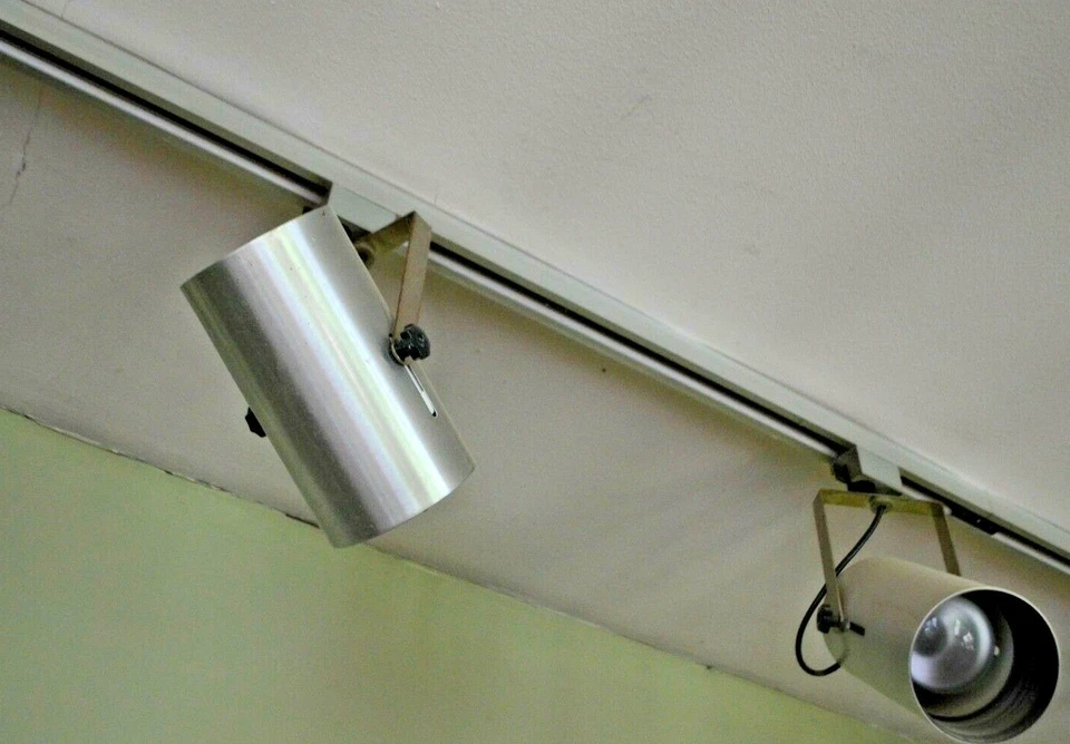 ANCIENNE RAMPE D ECLAIRAGE LAMPE SPOT PHILIPS PLAFONNIER LUSTRE ART DECO 1970 - Photo 2/4