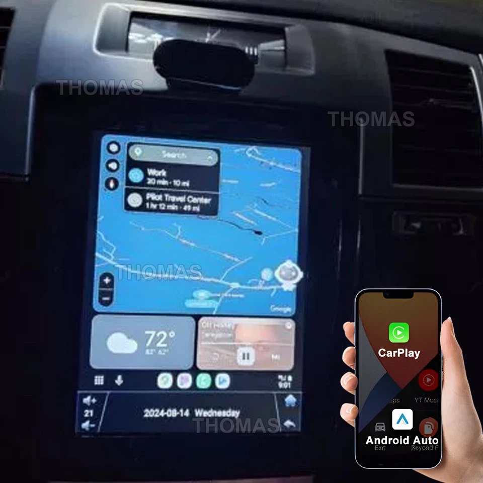 Radio estéreo para automóvil 64G CarPlay Android 14 para Cadillac Escalade 2007-2014 navegación GPS Foto 2 de 4