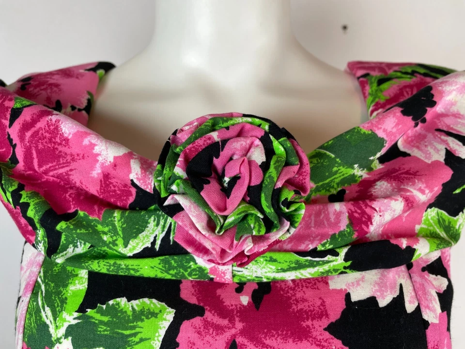 Byer Too vintage años 80! Vestido Rosa Floral Tul Talla 11 ¡Fabuloso! Foto 3 de 4