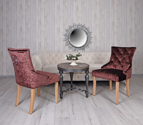 Kitchen Chair Velvet Dining Chair Metal Ring Designer Upholstered Retro - Picture 4 of 6
