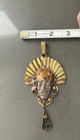 Vintage Sign Mexico Brass Copper Terracotta Warrior Face Large Pendant  — photo 9