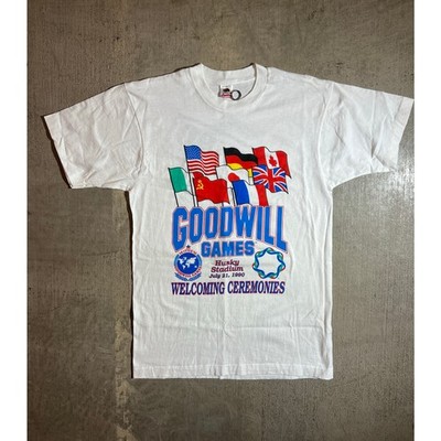 Vintage 1990 Goodwill Games Seattle Husky Stadium T-Shirt USA USSR Flags 