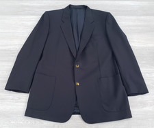 Corneliani Men's 100 Virgin Wool Navy Blue Gold Crest Buttons Blazer Italy 44 L