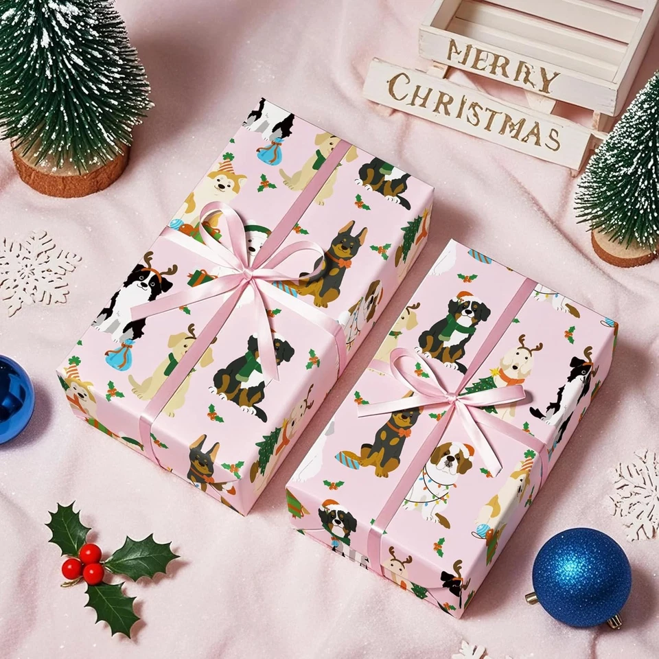 Papel de envolver de Navidad para perros WRAPAHOLIC - Mini rollo - 17 pulgadas x 16,5 pies - Ador Foto 4 de 4
