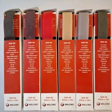 VELCRO ® Sew On Tape Hook & Loop Tape 20mm x 10 metre box - 6 colours