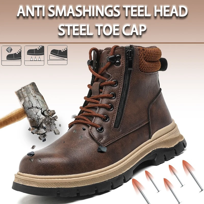 Waterproof Men Work Shoes Safety Shoes Anti-Puncture Indestructible Shoes
