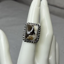 Sterling Silver Peanut Wood Jasper Ring Size 6