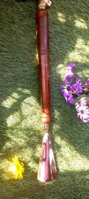 Exquisite 16" Long Metal Shoe Horn Schima Wood Handle Brass Lion Head Home Decor