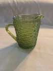 Vintage Anchor Hocking Soreno Avocado Green Glass Cream Pitcher 4in