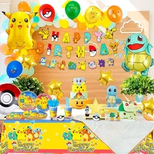 Pokemon Party Decorations Pokemon Birthday Supplies Tablecloth Plates Balloons
