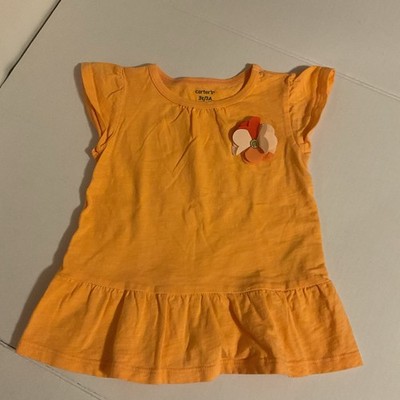Carter s Blouse Orange Solid Embroidered Flower For Girls 