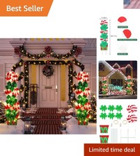 2 Sets Christmas Peppermint Cane Candy Outdoor Decorations with 44 Inch Lawn ...