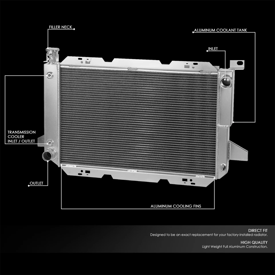 FOR 85-96 F-150/F-250/F250/BRONCO 5.0L/5.8L V8 3-ROW ALUMINUM RACING RADIATOR - Image 2 of 4