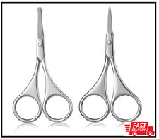 2Pcs Facial Hair Small Grooming Scissors For Men Women - Eyebrow, Nose Hair, ...