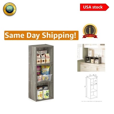 Contemporary 3-Tier Bookcase - Durable No Tool Assembly in French Oak