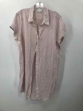 Pre-Owned Sundays Pink Size 2 Stripe Shift Knee Length Short Sleeve Dress