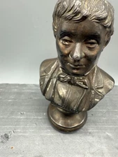 ANTIQUE WASHINGTON IRVING MINIATURE BUST AFTER JOHN ROGERS CAST METAL~read