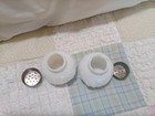 set of 2 vintage milk glass salt and pepper shakers with roses on them — photo 7