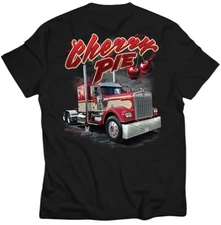 Big Rig Trucks T-Shirt, Classic Semi Truck Cherry Pie Graphic Design, Red Pete