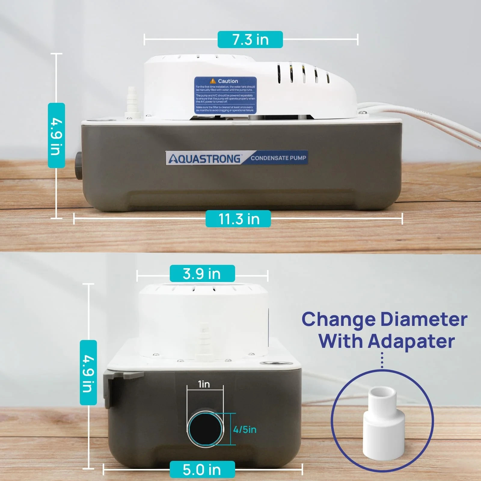 AQUASTRONG CDS320TU 1/38 HP 85 GPH HVAC Condensate Pump with 19.7ft Tubing, 115V