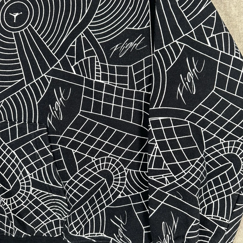 Nike Jordan Flight Print Allover Hoodie Women's Size XL Black/White DV1417-010 - Image 4 of 4