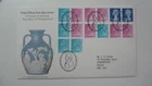 GB FDC 1972 Wedgewood pane with 1/2d side band machin definitive