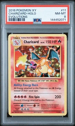 2016 POKEMON XY EVOLUTIONS #11 CHARIZARD-HOLO PSA 8