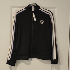 PINK Victoria's Secret Track Star Full Zip Jacket In Black Stripe Size Large NWT