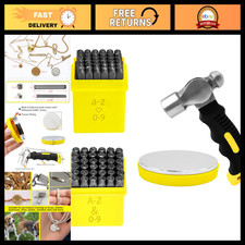 76Pcs Metal Stamping Kit - Uppercase  Lowercase Letter/Number Punches, Hammer 
