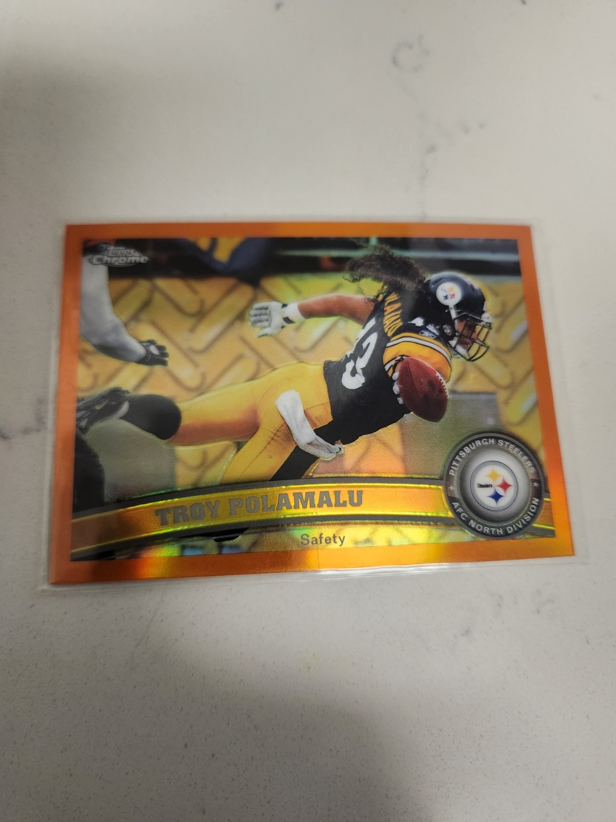 2011 Topps Chrome Troy Polamalu Orange Ref * The Flyin Hawaiian * STEELERS HOFer