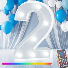 Decorative Led Light up Number Letters, White Plastic Marquee Number Lights Sign