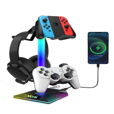 V Vcom Rgb Gaming Headphones Stand 2 Usb Ports Headset Stand 10 Light Modes And