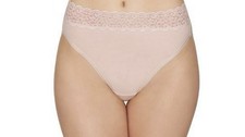 Vanity Fair Flattering Lace Hi- Cut Cotton Brief Panty Medium 6 Pink Color