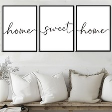 FRAMED Home Sweet Home Wall Art, Modern Home Sweet Home Sign for Large Living...